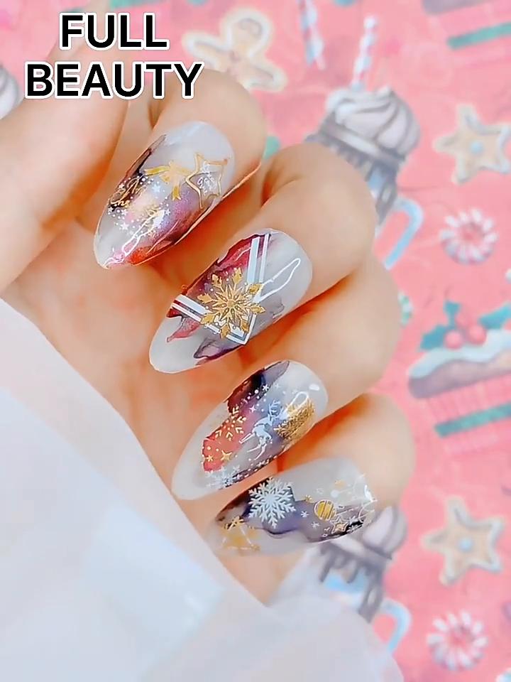 Love Rose Laser Nail Stickers Butterfly Heart Star Design Adhesive Slider Decals Nail Art Stickers Manicure Decorations