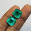 Natural Green Emerald Loose Gemstone Square Cut 18.12 ct Pair for Jewelry Making and Gem Collections