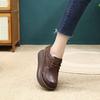 Johnature Genuine Leather Wedges Shoes Versatile Casual Round Toe Thick Soled Women's Platform Shoes