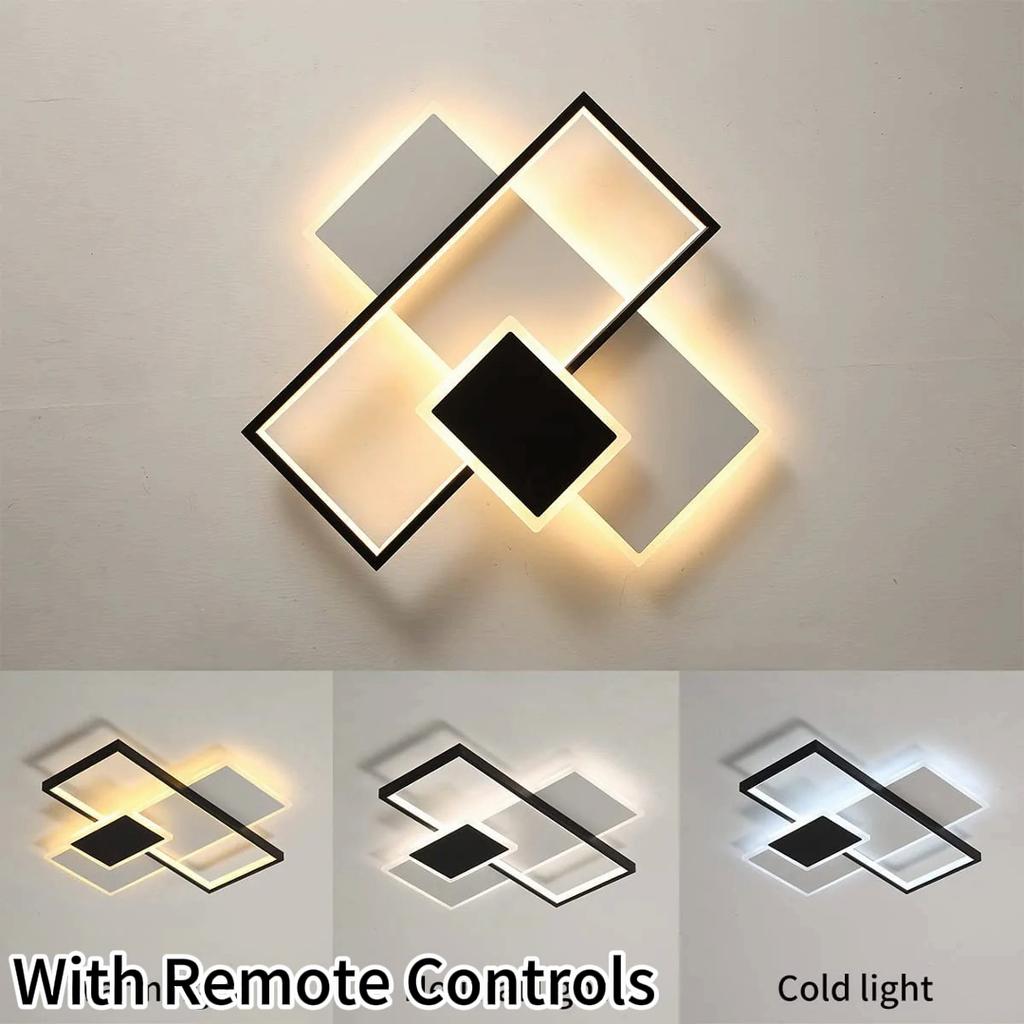 Современный светодиодный потолочный регулируемый светодиодный потолочный светильник для гостиной, спальни и кухни, односторонняя черно-белая люстра с дистанционным управлением