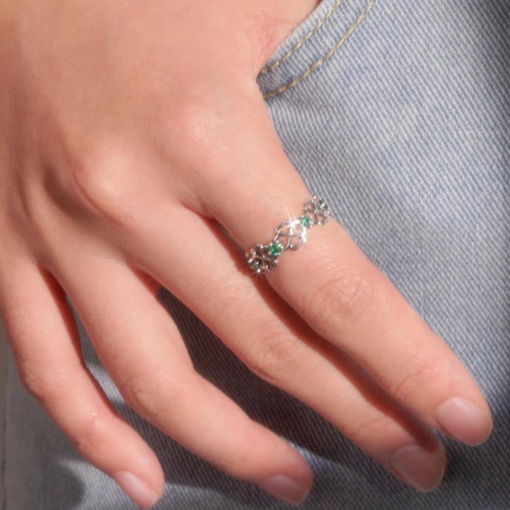 WOSTU Кольцо из стерлингового серебра 925 пробы, четырехлистный клевер, кольцо на удачу для женщин и девочек, модные подарки, комфортный размер, размер от 6 до 9