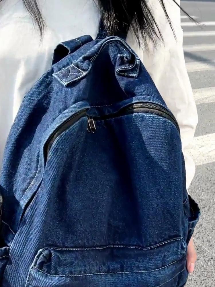 Denim Backpack Women's Large Capacity Backpack Student Schoolbag