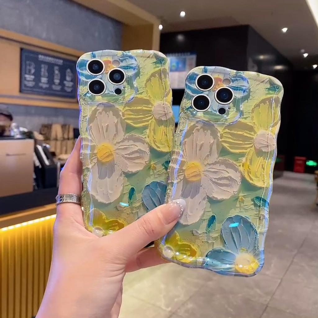 Чехол для телефона с ретро-масляной живописью для iPhone 13 14 15 16 ProMax 12 11, роскошный цветочный принт, противоударный силиконовый чехол, художественный декор