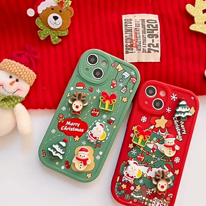 Милый мультяшный 3D Санта-Клаус, лось, снеговик, новогодняя елка мягкий чехол для iPhone 16 15 14 Pro Max 13 12 11 X XS XR 8 Plus задняя крышка