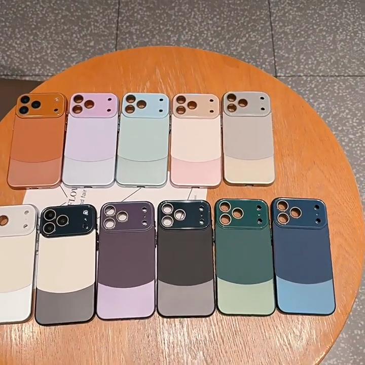 Двухцветный чехол из кожи наппа с узором личи для iPhone 17 Pro Max 17 Pro Air 16 Plus 15 14 13 12 11 Pro Защитная крышка для объектива