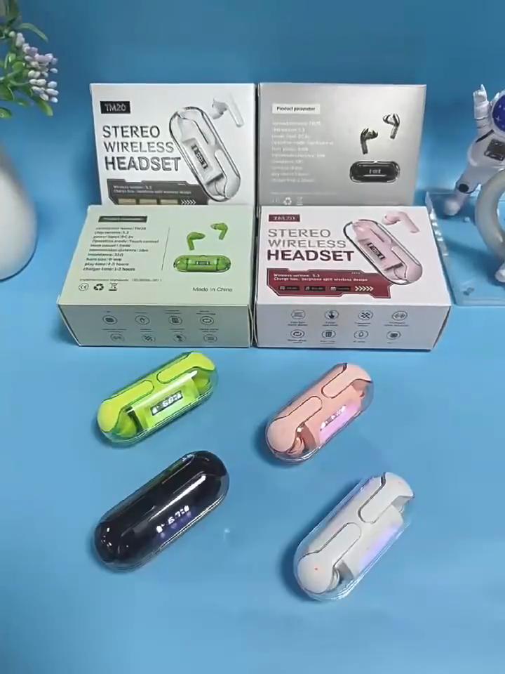 Bluetooth Headset Transparent Shell Creative Touch Number Shows Wireless TWS Bluetooth Headset