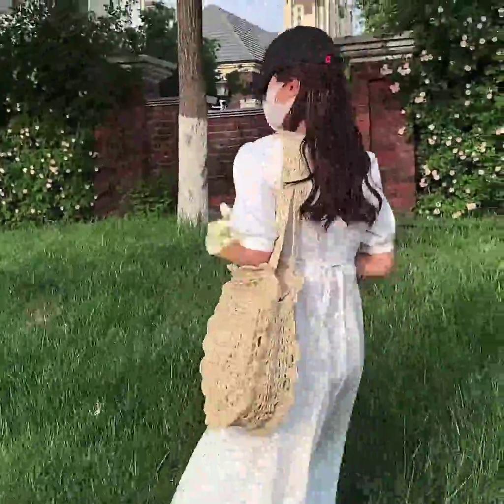 Straw Knitting Beach Bag for Women Handmade Bohemia Style Shoulder Handbags