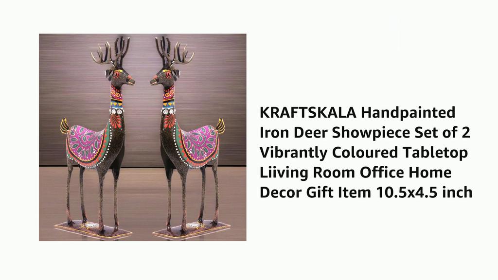 Расписанный вручную набор из 2 ярких цветных железных оленей для украшения стола, гостиной, офиса, домашнего декора, подарочный предмет 10,5x4,5 дюйма (Набор оленей)