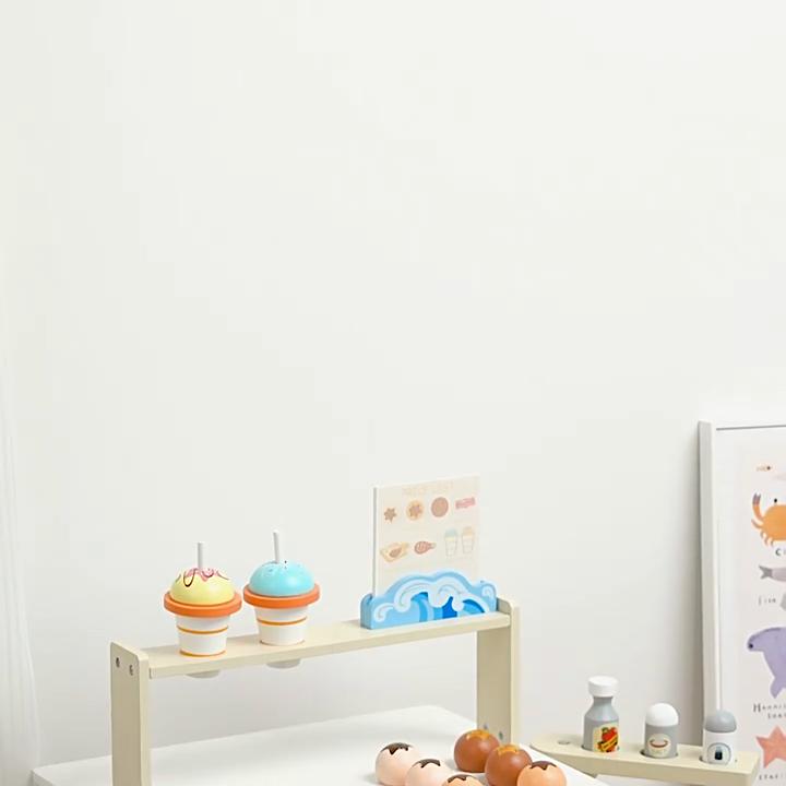 Wooden Childrens Kitchen Pretend Toy With Food Stalls For Visual Development And Parentchild Bonding