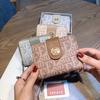 Модный короткий кошелек с буквенным принтом, женские кошельки из натуральной кожи, многофункциональный кошелек для монет, большой емкости, держатели для карт из телячьей кожи