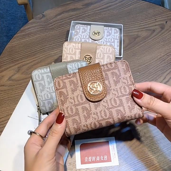 Модный короткий кошелек с буквенным принтом, женские кошельки из натуральной кожи, многофункциональный кошелек для монет, большой емкости, держатели для карт из телячьей кожи