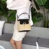 Yogodlns Casual Chains Straw Bucket Bags Women Summer Messenger Bag Rattan Bags Beach Lady Travel Purses and Handbags Shoulder Bag