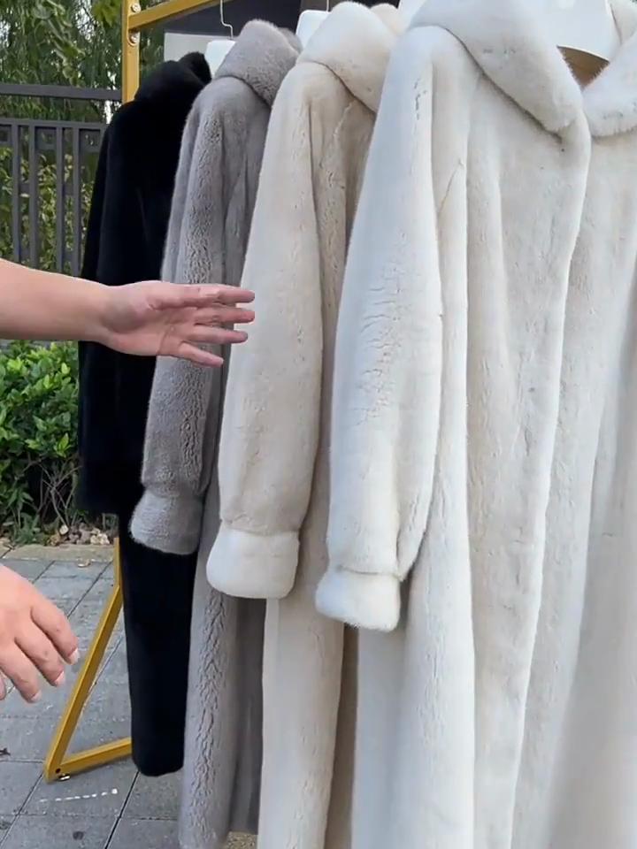 Новая высококачественная шуба из искусственного бархатного меха норки, женская длинная шуба с капюшоном, экологичная шуба