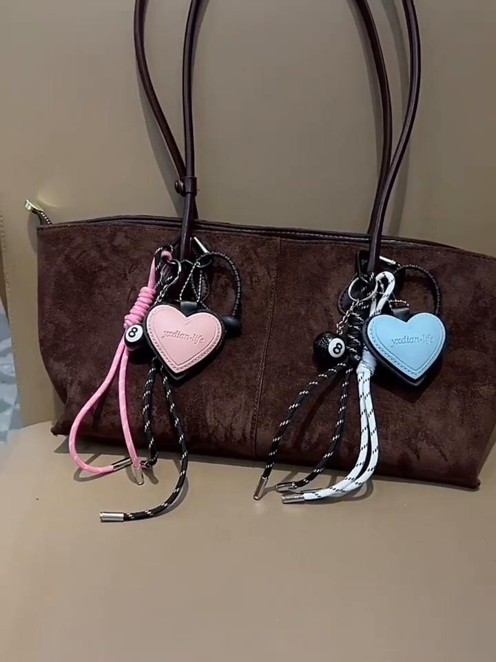 Yogodlns Fashion Creative Lucky Billiard Black No.8 Ball Key Chain Weaving Colorful Rope Bag Hanging Trendy Bag Hanging Jewelry Gift