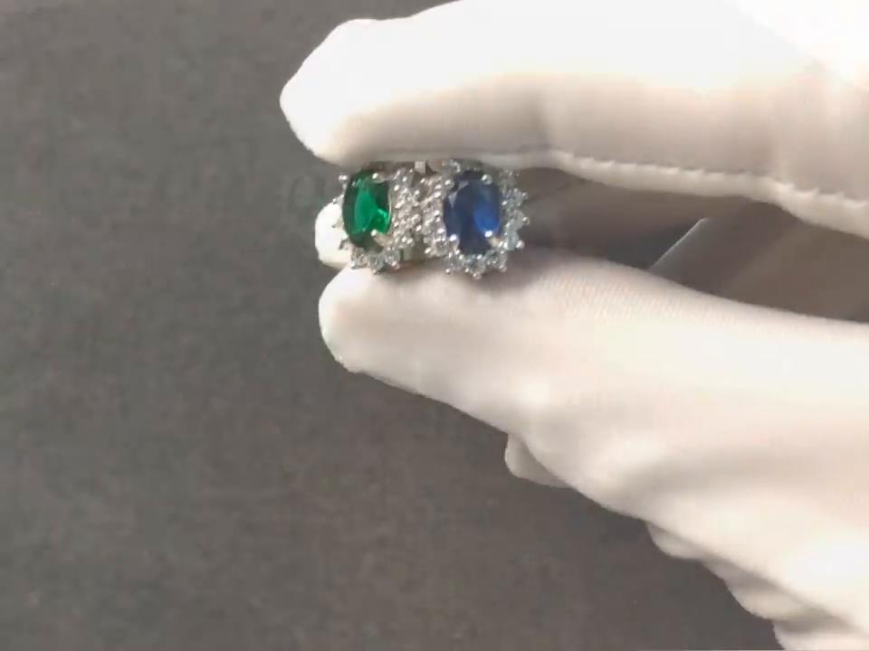 Изумрудные простые овальные серьги-клипсы с кубическим цирконием, ювелирные изделия из стерлингового серебра 925 пробы, серьги-цветы с зеленым цирконием