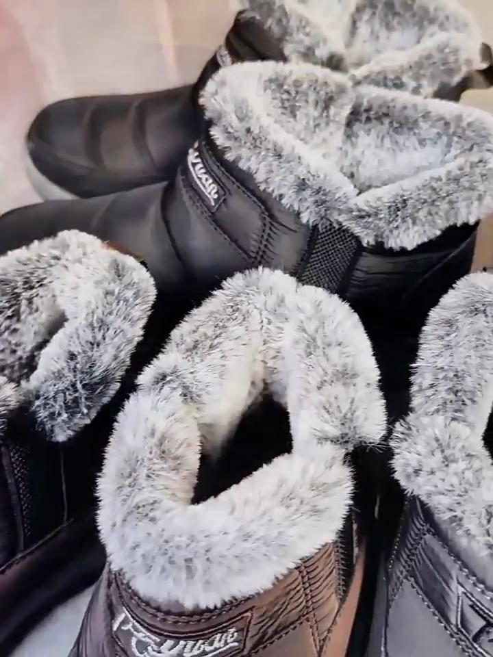 Mens Large Size Soft Sole Winter Warm Fur One Snow Boots Padded Wool Lined Ankle Boots Anti-slip Hiking Sports Cotton Boots