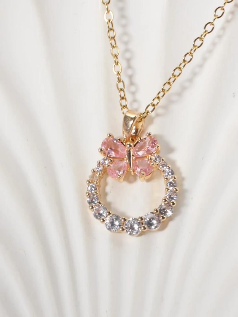 Butterfly Shape Pendant Necklace for Women Golden Stainless Steel Clavicle Chain Wedding Party Daily Wear Jewelry Accessories
