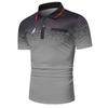 Новая мужская повседневная рубашка поло с отложным воротником и принтом, мужская повседневная рубашка с короткими рукавами в деловом стиле