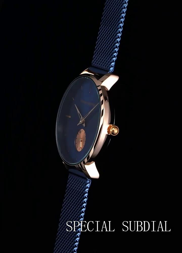 Hannah Martin Small Seconds Dial Quartz Movement Fashion Watch Waterproof Simple Women Gold Mesh Belt Top Brand Ladies Watches