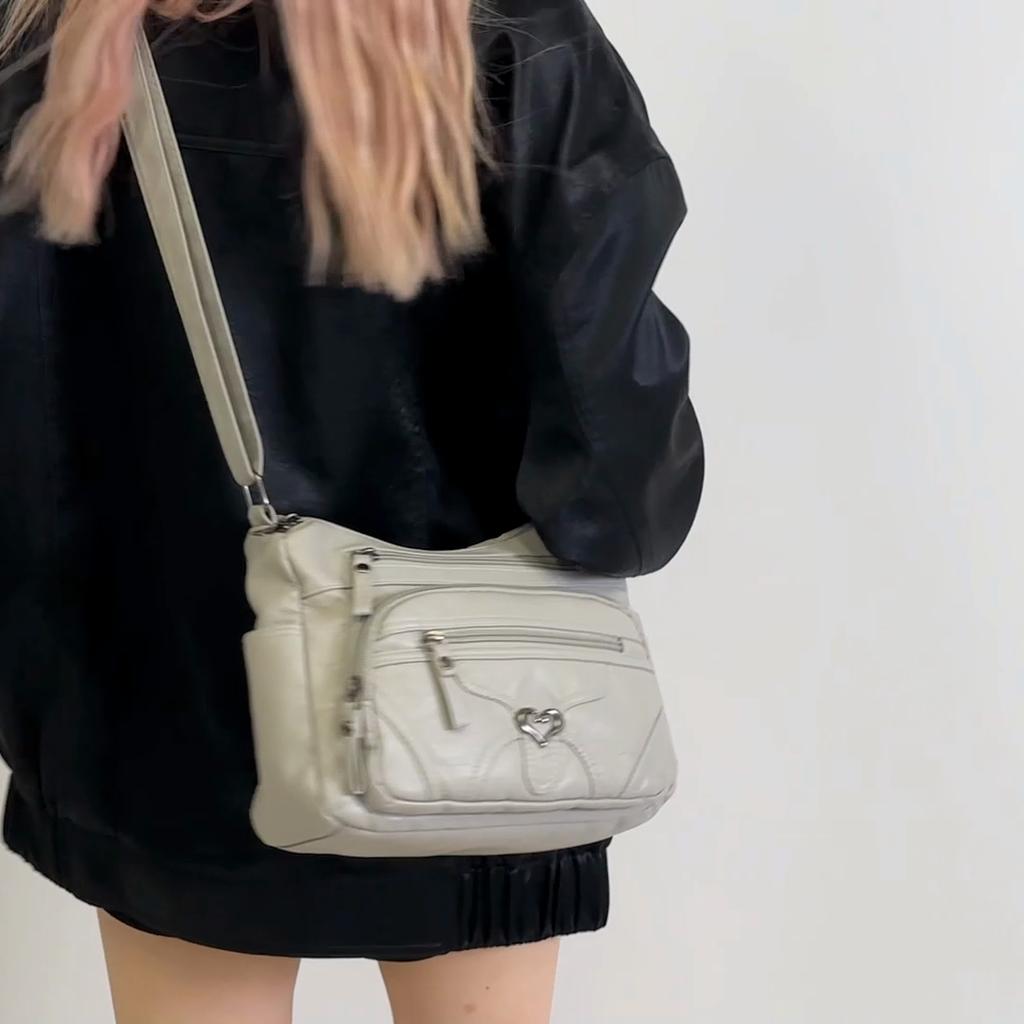 Women Shoulder Bag Large Capacity Multi-Layer Soft Leather Middle-Aged Mother Bag