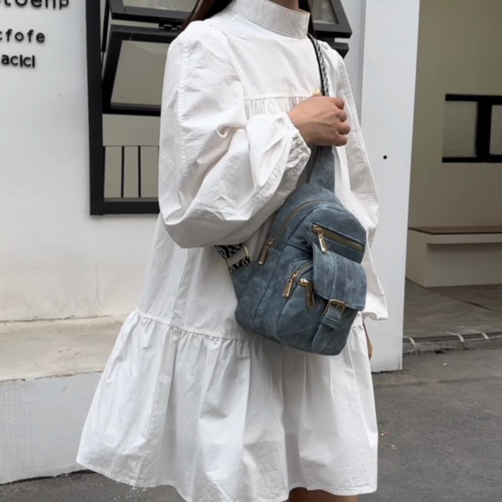 Нагрудная сумка Женская мягкая кожаная сумка через плечо Сумка на плечо