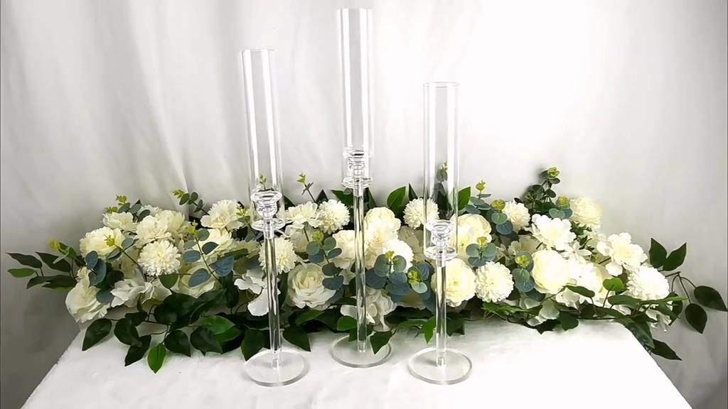 Taper Candlestick Holders for Table Centerpiece, 3Pcs Acrylic Candle Holder for Taper Candles, Clear Hurricane Candle Holder