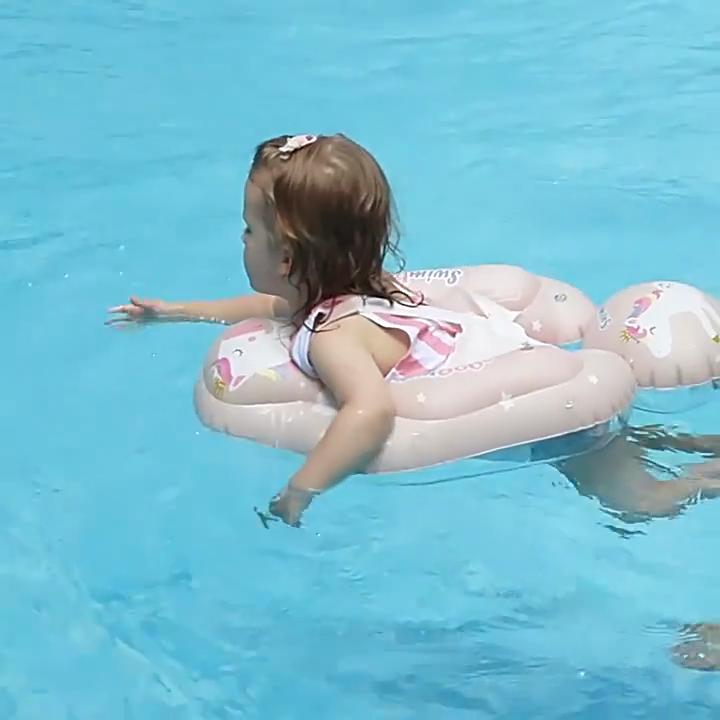 Детский поплавок для плавания с навесом, всплеск, игра, надувной поплавок для бассейна, кольцо, игрушка для девочек, баскетбольное ведро, кольцо для плавания с розовым пони