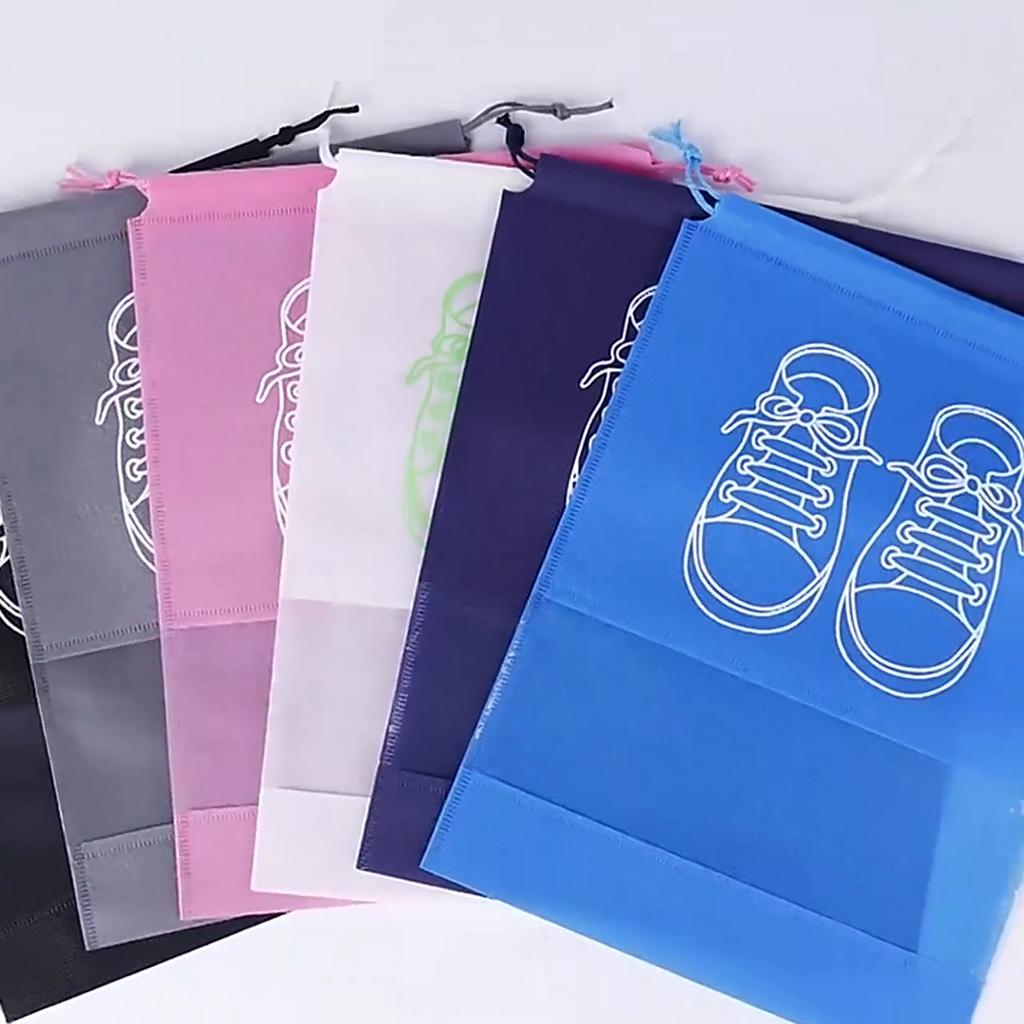 10PC Shoe Storage Bag, Dustproof and Insect Proof Non-woven Fabric Tightening Bag, Transparent Travel Shoe Storage Device