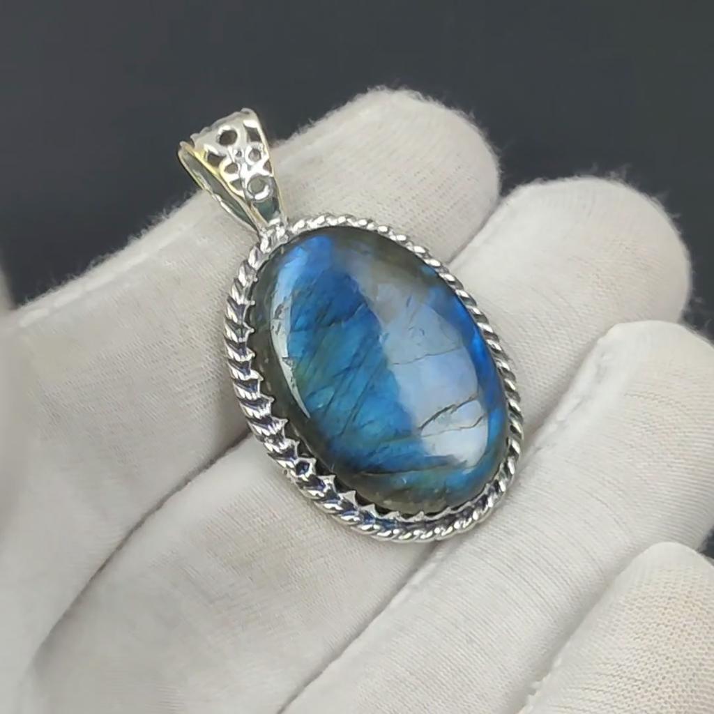 Подвеска из лабрадорита Blue Fire, драгоценный камень из лабрадорита, ювелирная подвеска из стерлингового серебра 925 пробы ручной работы для женских подарков, ювелирные изделия из драгоценных камней для нее