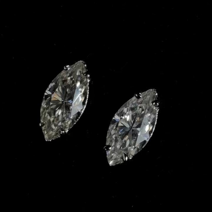 Synthetic White Moissanite Earring 13 ct Marquise Gems Pair Gemstone Jewelry Gift
