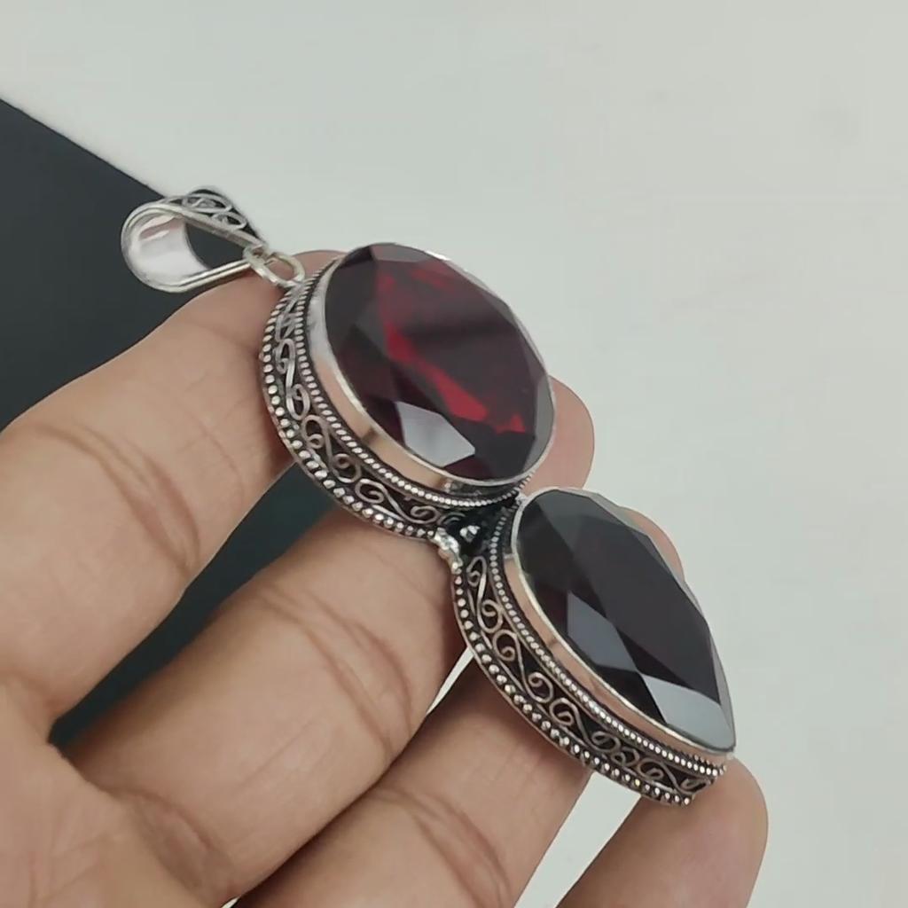 Подвеска с красным гранатом, серебро 925 пробы — дизайн ручной работы, повседневные украшения, уникальная подвеска с красным гранатом, подарки на День матери