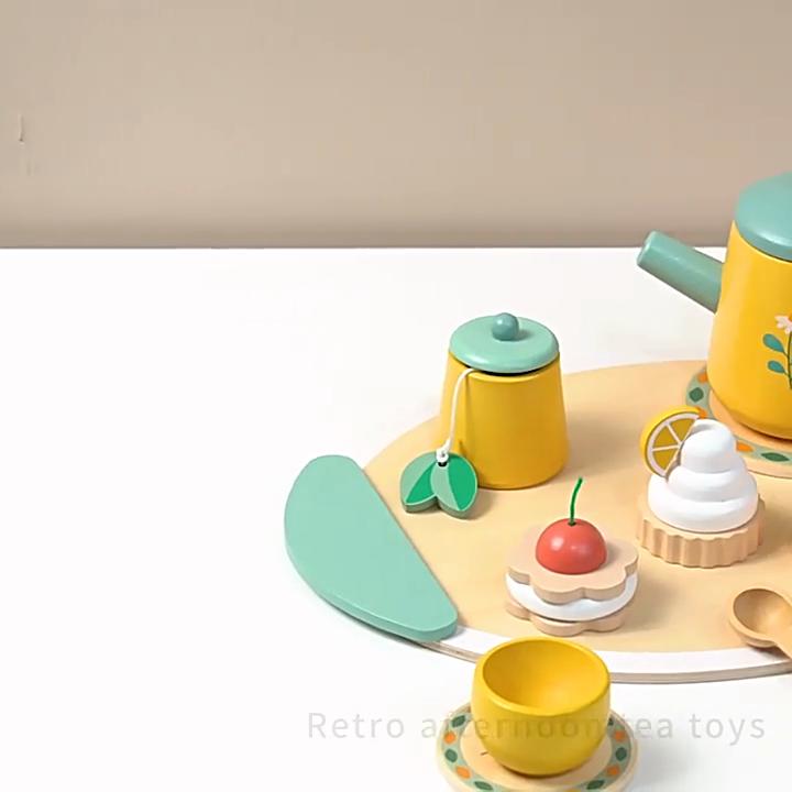 Wooden Early Learning Toy Tea Set With Kitchen Accessories For Visual And Emotional Skills