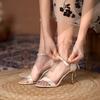 New Summer High Heels Stiletto Buckle Sandals Bow Tie All-match Open Toe Women's Shoes