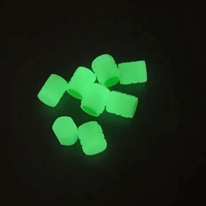 4pcs Luminous Valve Caps Fluorescent Night Glowing Car Motorcycle Bicycle Bike Wheel Tyre Hub Luminous Valve Stem Caps Decors
