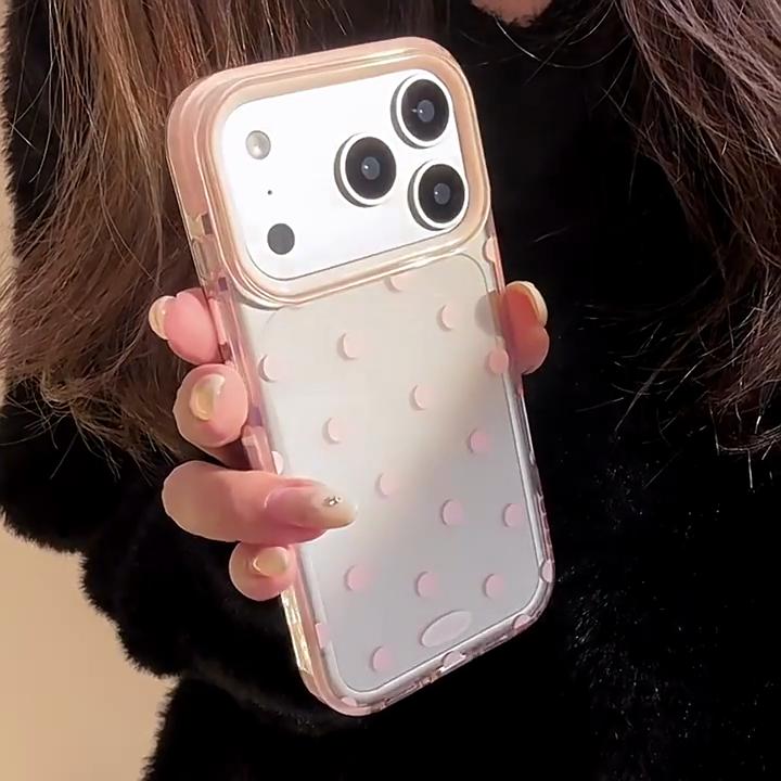 Однотонный чехол для мобильного телефона IPhone17 Apple 16promax с горошком, подходит для 14, простой японский и корейский стиль, 13, прозрачный, 15, мягкий Ke