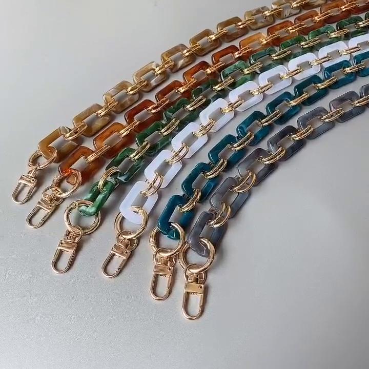 New Fashion Woman Handbag Accessory Metal Parts White Pearl Acrylic Resin Chain Luxury Strap Women Shoulder Cute Clutch Chains