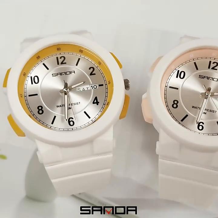 SANDA Новый стиль Электронный счетчик Механизм Двухдневный календарь Модный тренд, Индивидуальные мужские и женские часы для учащихся средней школы
