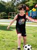 Boys classic cartoon dog streetwear short set. Hip-hop urban style, breathable material for school and fashion daily wear.