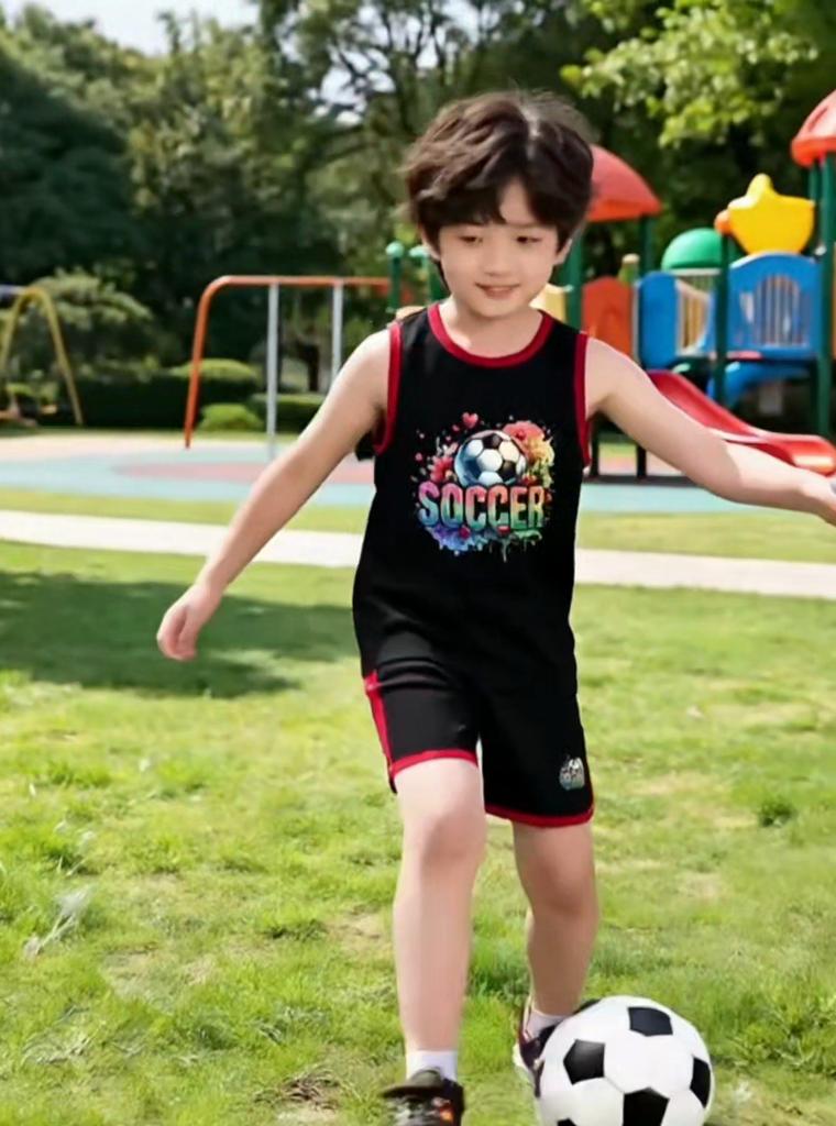 Boys classic cartoon dog streetwear short set. Hip-hop urban style, breathable material for school and fashion daily wear.