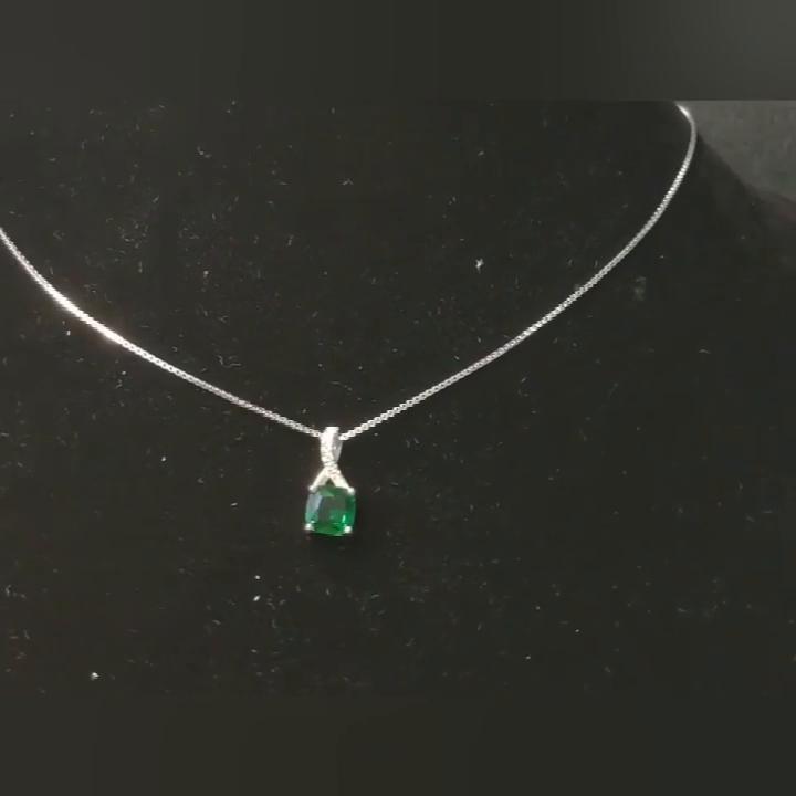 Umcho Created Emerald Gemstone Pendants For Women Genuine Solitaire Pendant Necklace Brand Jewelry New