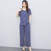 Women Pant Sets  Casual Summer 2 Piece Sets Women Elegant Loose Wide Leg Pants and Short Sleeve Blouse
