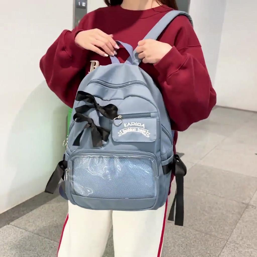 Bow Student School Bag Women's College Style Backpack Large Capacity Backpack