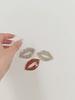 Alloy Bags Pin Sexy Rhinestone Lip Brooch for Women, Red Shape Lapel Bag Decoration Pin, Clothing Accessory Suits Coats Scarves Shawls Pins