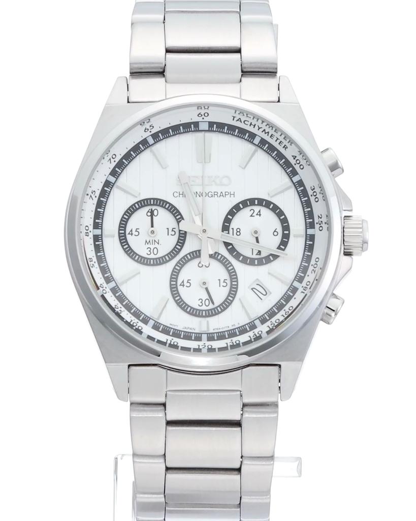 SEIKO SELECTION SBTR031 Мужские кварцевые часы-хронограф Серебристый циферблат Водонепроницаемость 10 Бар Тахиметр Нержавеющая сталь Сделано в Японии