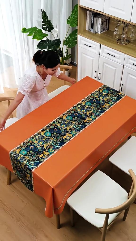 Waterproof and Oil Resistant PVC Table Cloth Ins Tea Rectangular Minimalist Floral Tablecloth