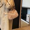 Hairy Handbag Pearl Chain Plush Small Square Bag For Women Fashion Elegant Shoulder Crossbody Bag Autumn Winter Versatile Totes