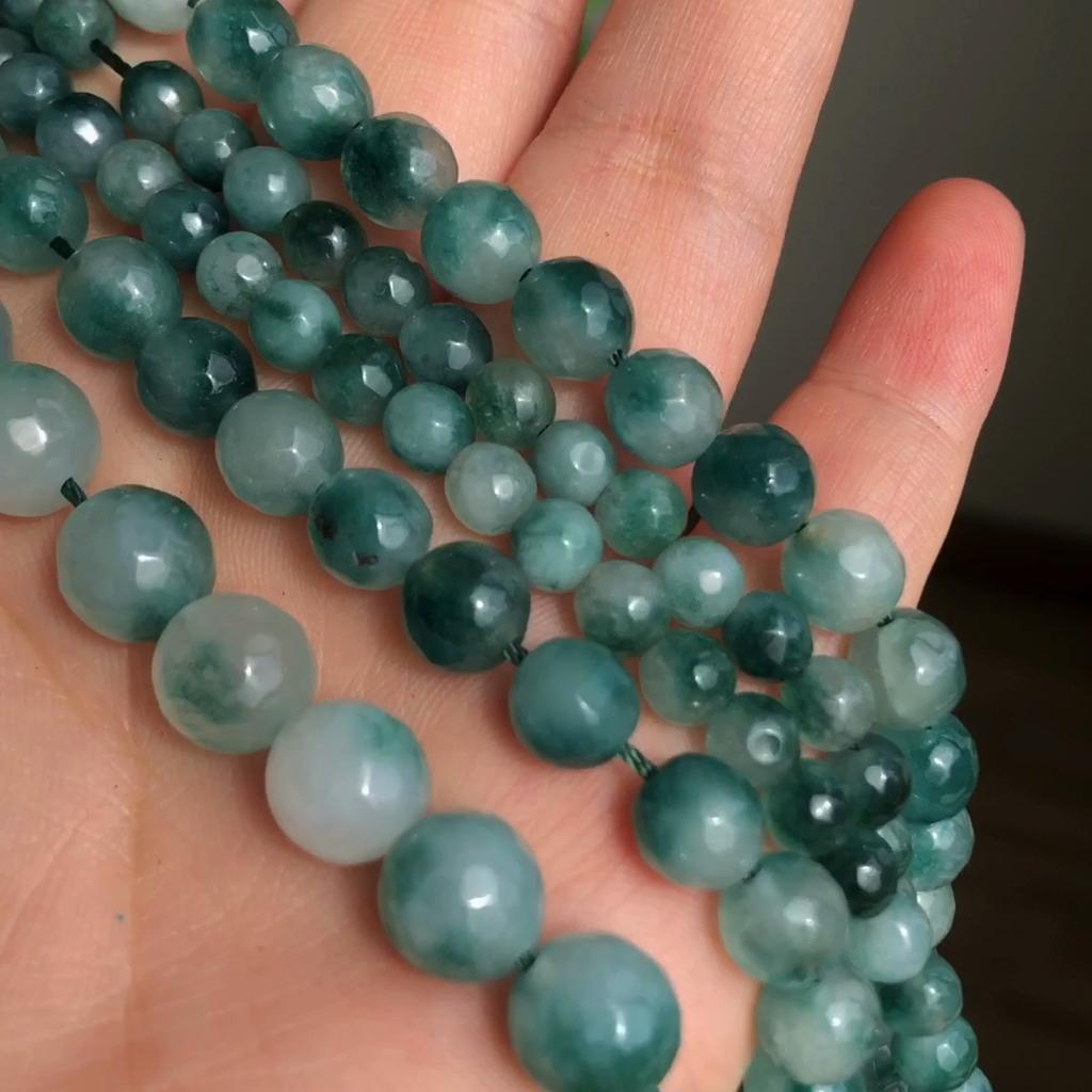 Faceted Green Chalcedony Loose Round Beads For Jewelry Making 4 6 8 10 12mm 15 Inch Beads