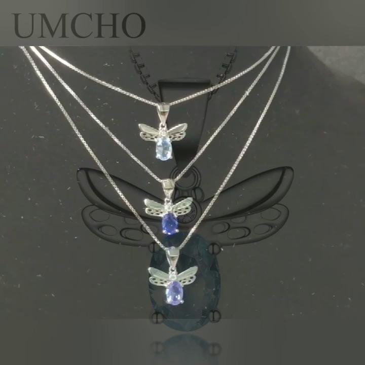Umcho Sky Blue Topaz Pendants Necklaces Jewelry Lovely Honey Bee Design Pendant With Chain Fine Jewelry