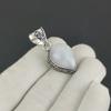 Natural Rainbow Moonstone Silver Pendant In 925 Sterling Silver - Handmade Pear Design, Everyday Wear Jewelry Gift For Her