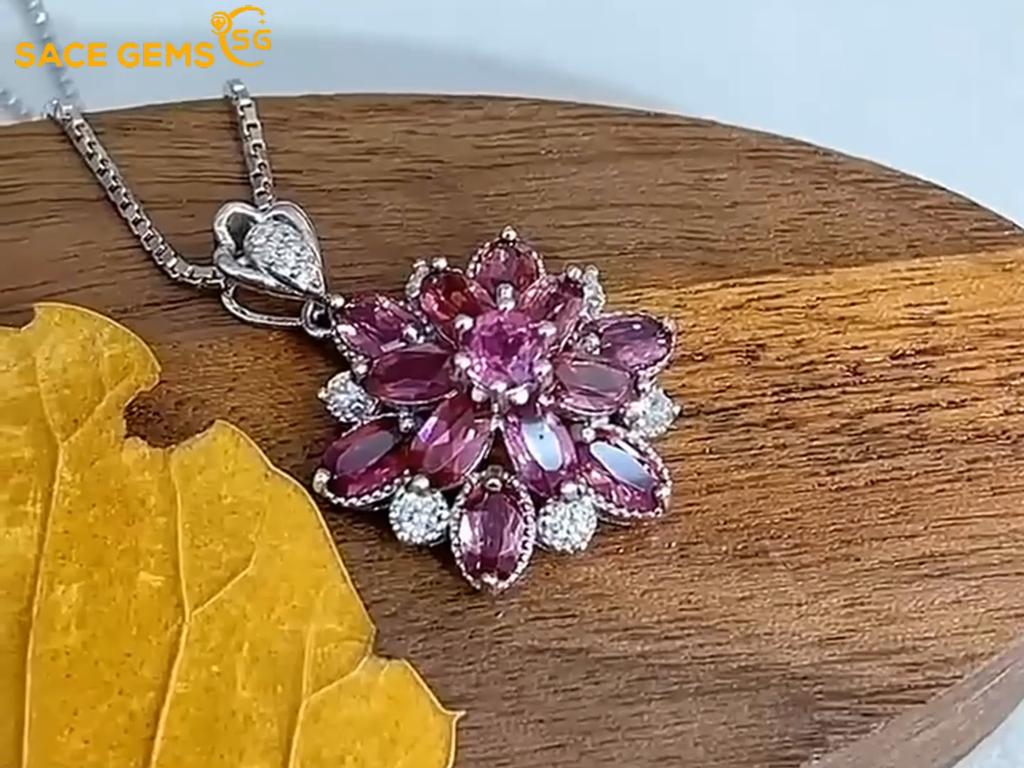 Sace Gems Сертифицированное серебро S925, 3*5 мм, подвеска с натуральным гранатом, ожерелья для женщин, помолвка, коктейльная вечеринка, ювелирные украшения